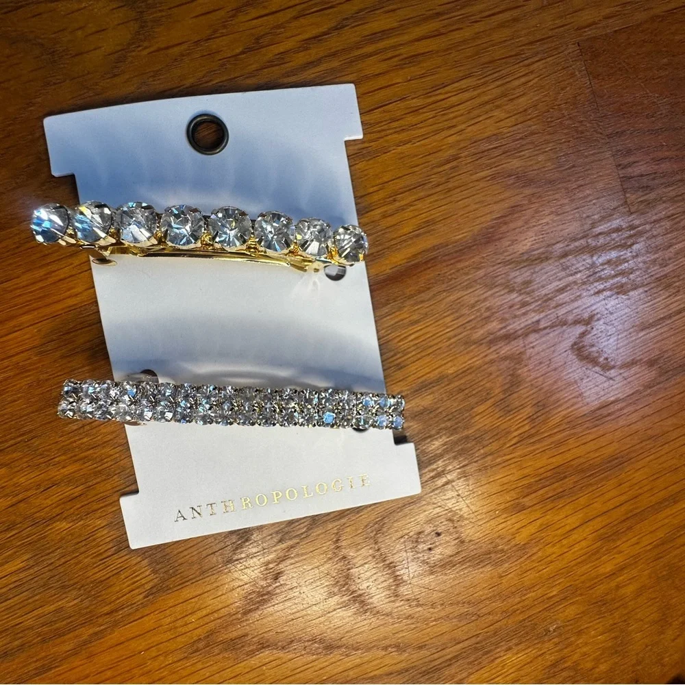 Anthropologie Crystal Gold and Silver Hair Barrettes - Picture 5 of 5